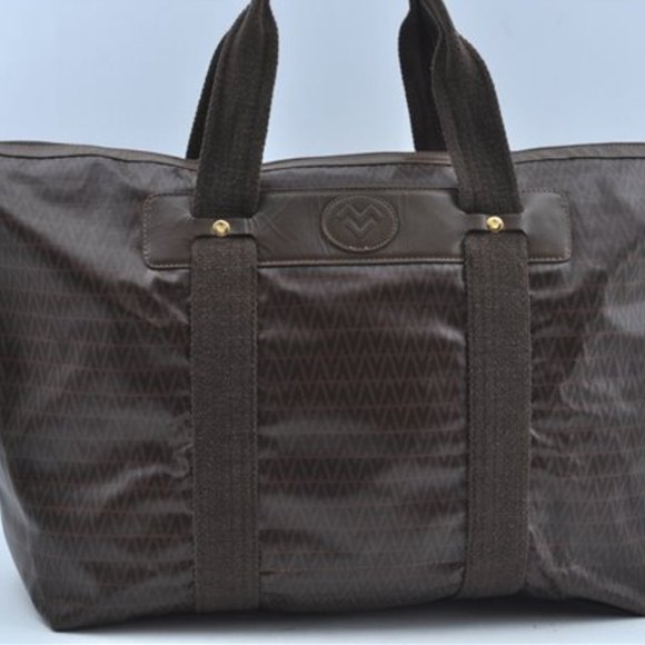 Mario Valentino Handbags - 💰AUTHENTIC MARIO VALENTINO "V" LOGO LARGE TRAVEL TOTE BAG PVC/LEATHER BROWN GUC